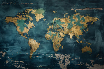 world map wall board countries geographic travel classroom vintage cartography © NomadicPixels