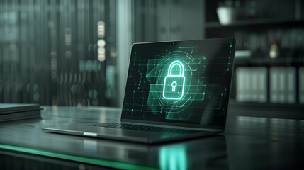 Laptop office table security shield virus protection green Security Protection