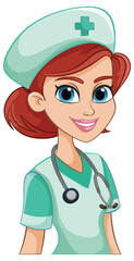 Vector illustration of a smiling female nurse. - 781864574