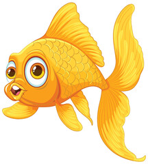 Colorful vector illustration of a single goldfish - 781864577
