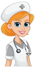 Vector illustration of a smiling female nurse - 781864799