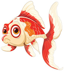 Vibrant vector art of a cartoon goldfish - 781864954