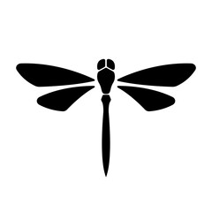 Dragonfly silhouette icon flat vector illustration logo clipart isolated on white background