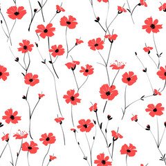 an illustration of an minimal flower pattern on a white background