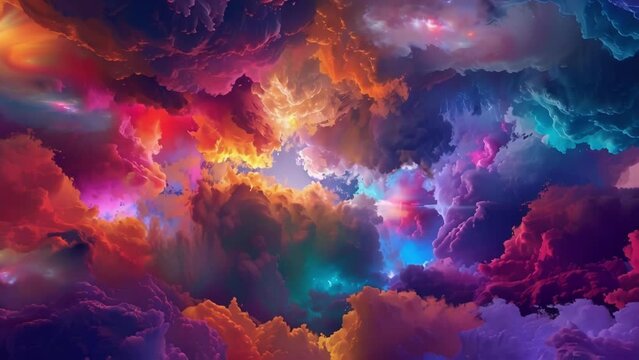 Bright and varied colors collide and explode creating an otherworldly and psychedelic display.