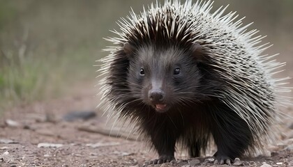 A-Porcupine-With-Its-Ears-Flattened-Back-Frighten-
