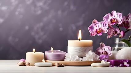 Fototapeta na wymiar Candlelit Beauty and Relaxation with Aromatherapy.