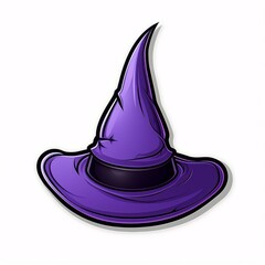 
The Witch's hat outlined sticker for a Halloween on solid white background