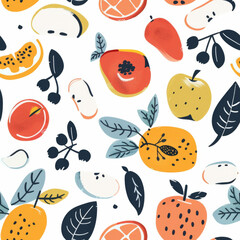 an illustration of an minimal fruit pattern on a white background