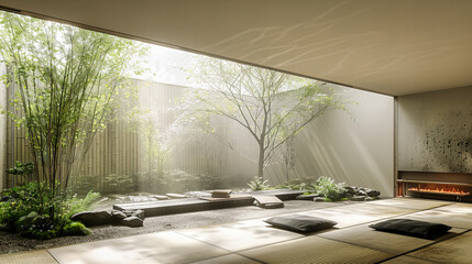 Zen Garden in Modern House Design, Peaceful and Beautiful Japanese Style Architecture and Nature Integration