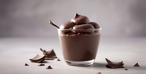 isolated on soft background with copy space Chocolate Pudding concept