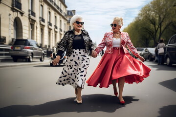 two mature women walking in London