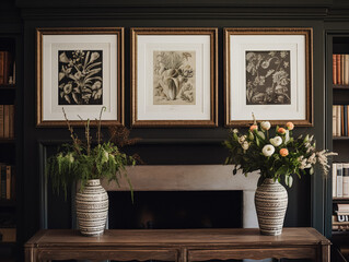 Artwork in a frame in the English countryside style, art and home decor