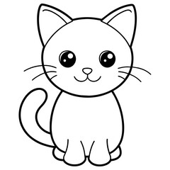 adorable cat kawaii style colouring page white background -Vector illustration