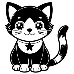 black and white cat -Vector illustration