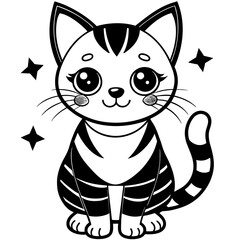 black and white cat -Vector illustration