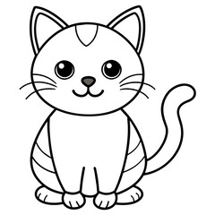 adorable cat kawaii style colouring page white background -Vector illustration