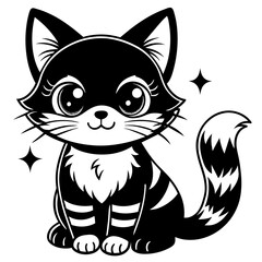 black and white cat -Vector illustration