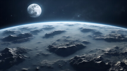 Fototapeta na wymiar View of moon from satellite 