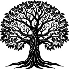 Obraz premium tree with roots tree silhouette -Vector illustration