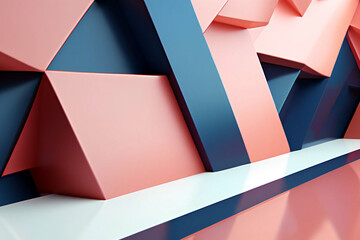 Abstract 3d render minimalist geometric design background.