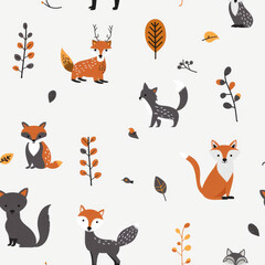 an illustration of an minimal animal pattern on a white background