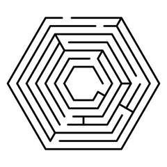 Hexagon maze. Labyrinth vector illustration. 