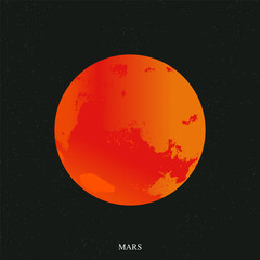 Mars poster. Mars in gradient style. Mars is a planet in the solar system Vector illustration. - 781871986