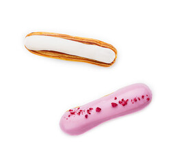 two eclairs isolated on white background
