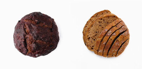 Black and brown round breads top view