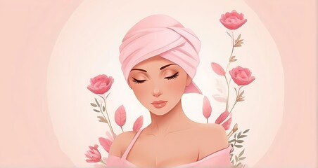 isolated on soft background with copy space Women Care concept, illustration
