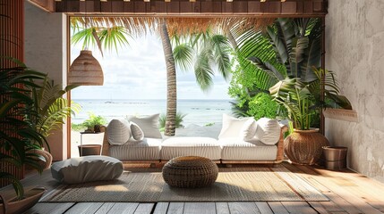 Tropical Resort Living Room Interior Concept
