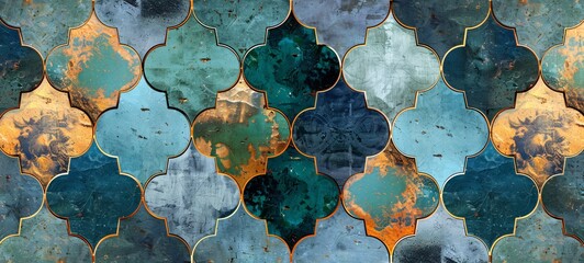 Vintage Tile Mosaic A Symphony of Color and Pattern Generative AI - obrazy, fototapety, plakaty