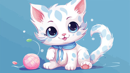 Playful Cat and Yarn Ball Vector Logo Design Feline