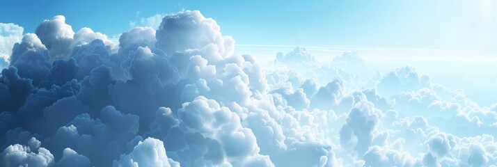 Vibrant Blue Sky Adorned with Fluffy White Clouds