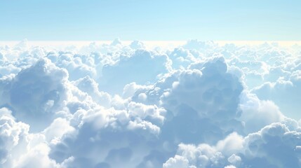 Vibrant Blue Sky Adorned with Fluffy White Clouds