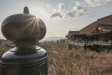 Landscape View Of Kiyomizu-Dera Temple And Ninenzaka Old Town Street At Sunset, Higashiyama...