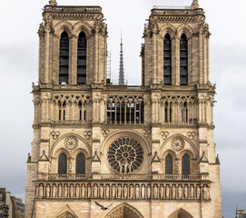 Beautiful Notre dame Cathedral in Paris France on march 23rd 2024