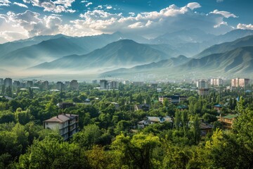 Discover Almaty: Exploring the Urban Landscape of Southern Metropolis  - obrazy, fototapety, plakaty