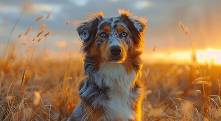 The Golden Hour A Dog's Silhouette at Sunset Generative AI