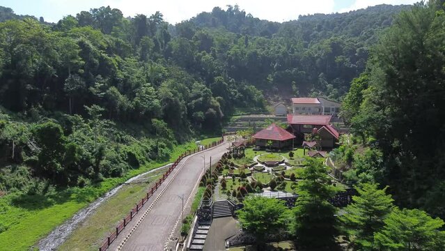 Aerial view on the Kebun raya kendari. Kendari Botanical Garden is a popular park in Southeast Sulawesi Province, boasting a Tropical haven rich in biodiversity and breathtaking natural wonders.