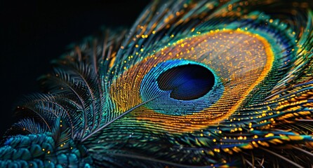 Vibrant Peacock Feather A Close-up Study of Nature's Artistry Generative AI