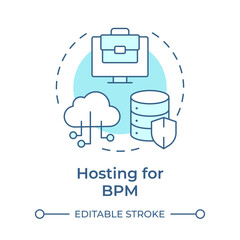 Hosting for BPM soft blue concept icon. Cloud computing security. Data encryption. Round shape line illustration. Abstract idea. Graphic design. Easy to use in infographic, article