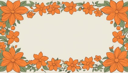 Radiate warmth with our hand-drawn orange floral frame illustration. A blank canvas invites your text or photo, adding a cozy touch to your design