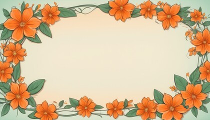 Radiate warmth with our hand-drawn orange floral frame illustration. A blank canvas invites your text or photo, adding a cozy touch to your design