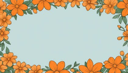Radiate warmth with our hand-drawn orange floral frame illustration. A blank canvas invites your text or photo, adding a cozy touch to your design