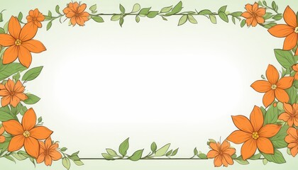 Radiate warmth with our hand-drawn orange floral frame illustration. A blank canvas invites your text or photo, adding a cozy touch to your design