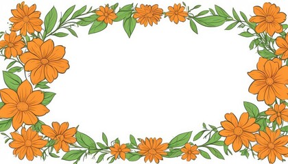 Radiate warmth with our hand-drawn orange floral frame illustration. A blank canvas invites your text or photo, adding a cozy touch to your design