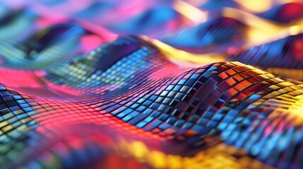 vibrant pixelated waves in a dynamic digital grid pattern