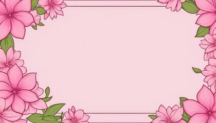 Fototapeta premium Embrace elegance with our hand-drawn pink floral frame illustration. A blank canvas awaits your text or photo